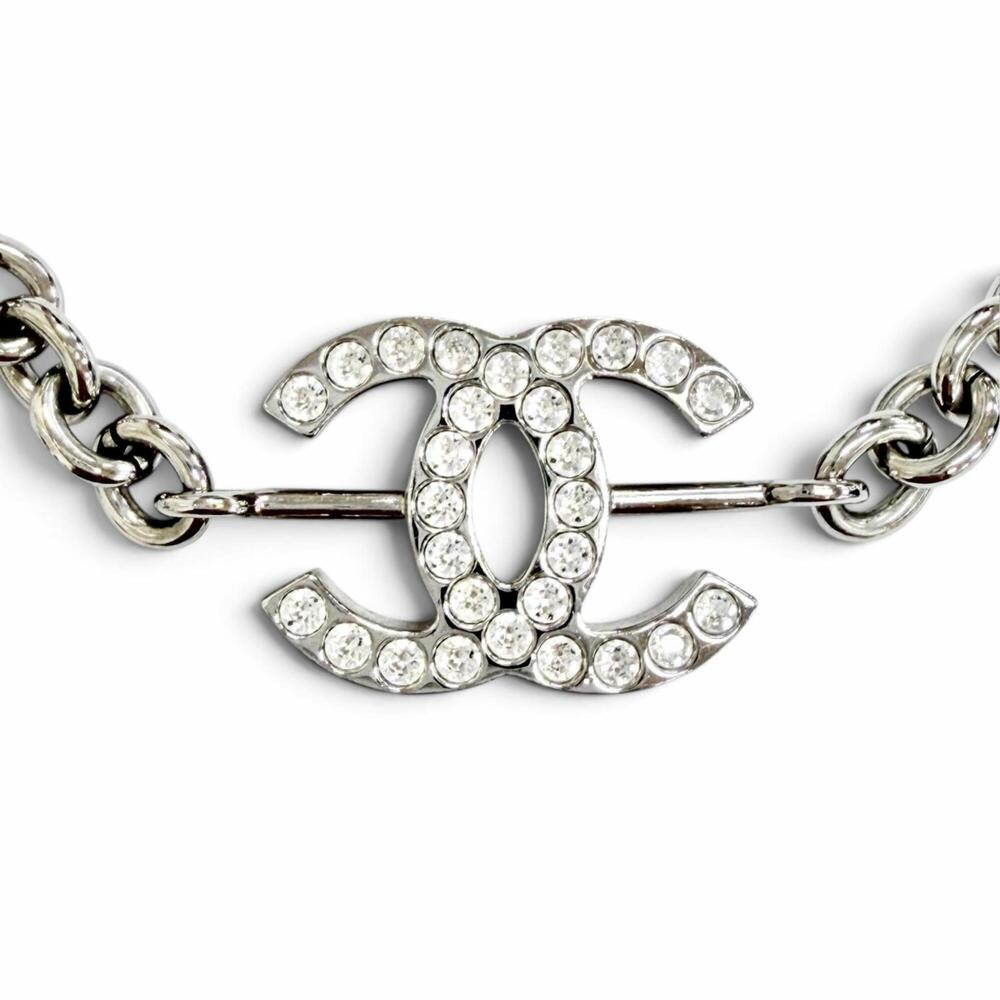 CHANEL Silver Logo Necklace
